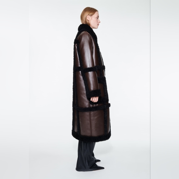 STAND STUDIO Brown Fur Coat NWT Sz 2 - Picture 4 of 9